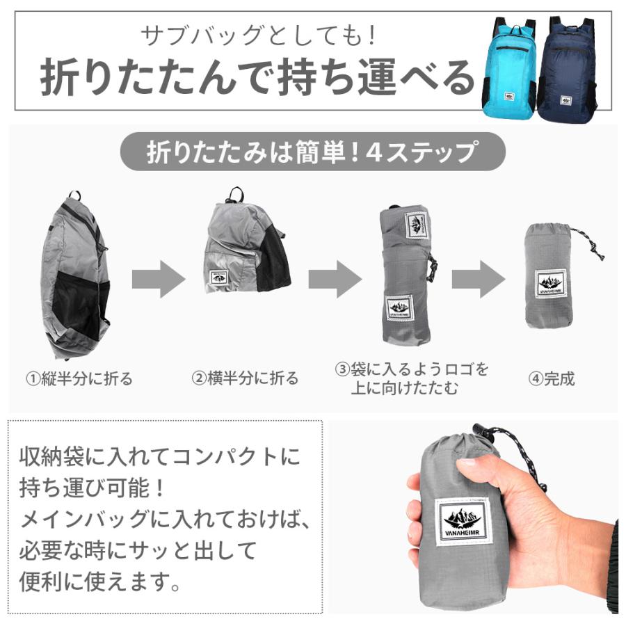 折り畳み リュック 折りたたみ リュック 軽量 防水 携帯リュック エコバッグ コンパクト 収納袋付き | ブランド登録なし | 10