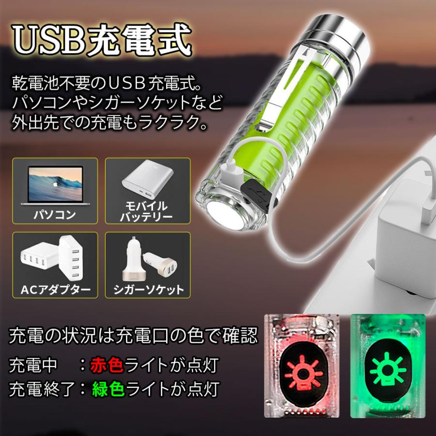 懐中電灯 led 強力 充電式 ライト ワークライト ハンドライト COBライト USB充電 小型 マグネット 磁石 夜釣り 登山 防水 防災 アウトドア | ブランド登録なし | 06