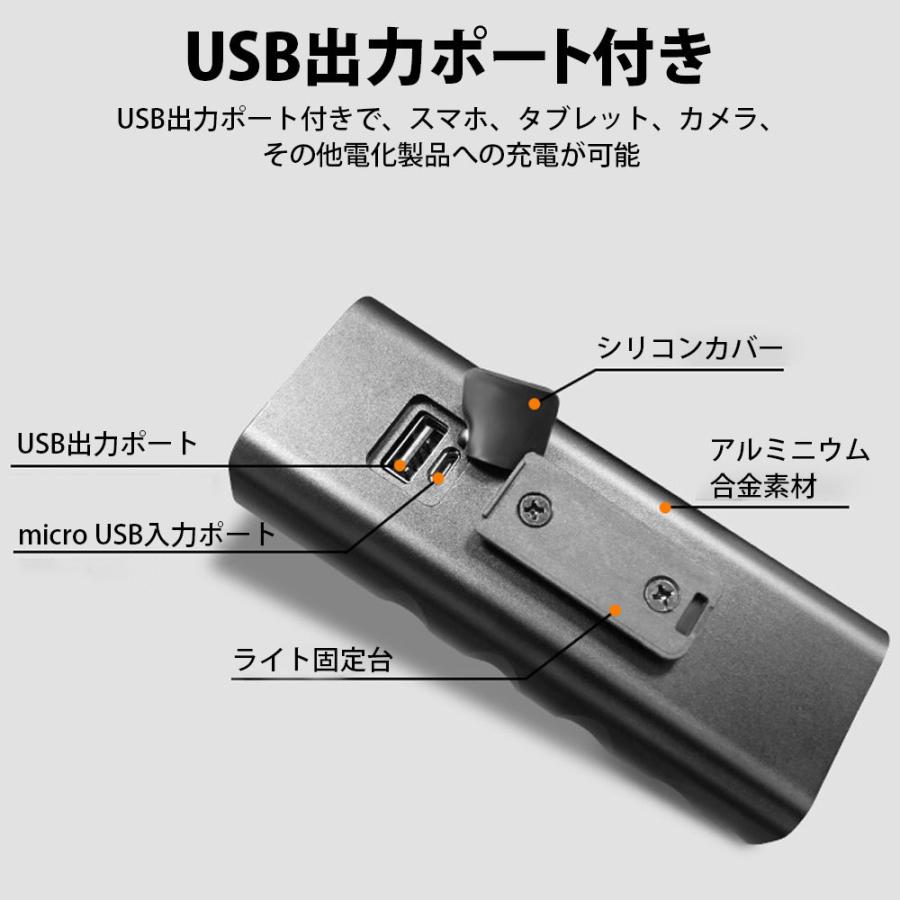 自転車 ライト LED USB 充電式 2600mAh ヘッドライト 防水 ハンドル取り付け 工具不要 |  | 06