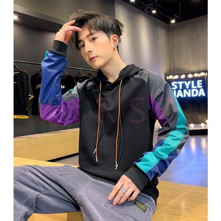 スウェットパーカー メンズ 長袖 パーカー 春服 春物 配色パーカー プルオーバーパーカー 通学 通勤 韓国ファッション カッコイイ オシャレカジュアルトップス 激安単価で