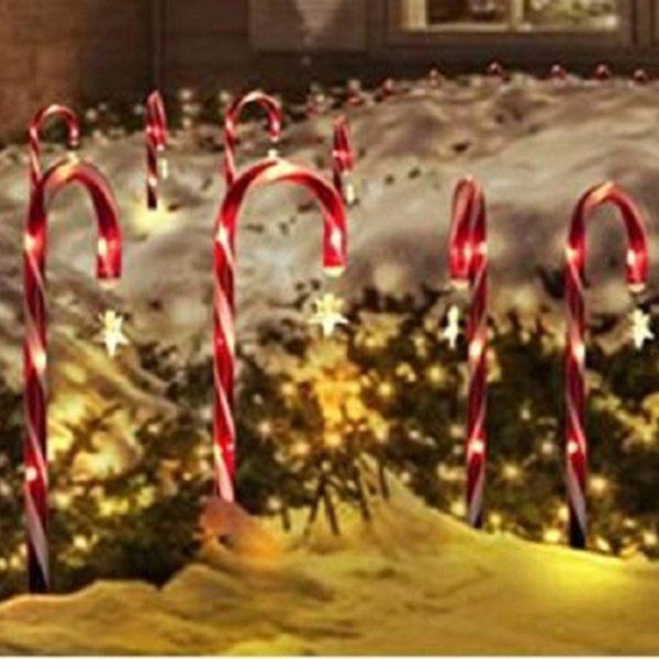 高品質の人気 値引き 8個のクリスマスLEDランプの装飾品クラッチパスウェイ防水パワーポータブルソーラーキャンディケインライト芝生の休日の庭のパティオの外