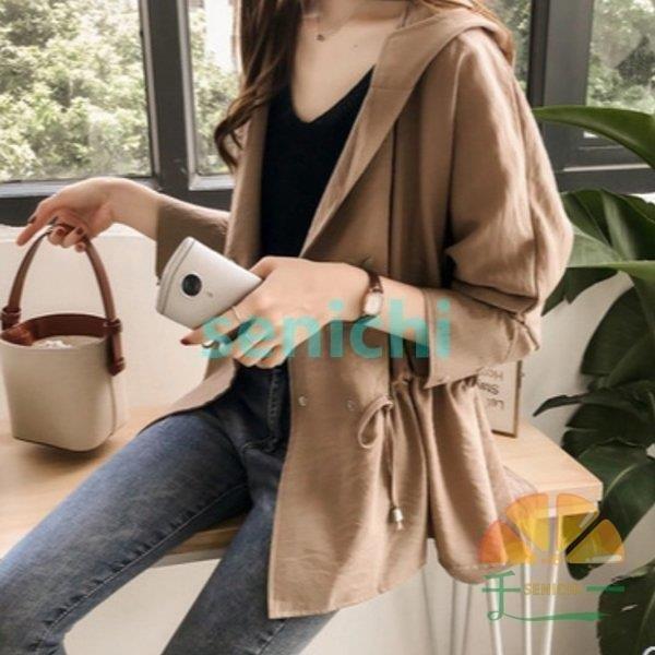 トレンチコート レディース 40代 春 秋 アウター コート ジャケット パーカー フード付き チュニック きれいめ