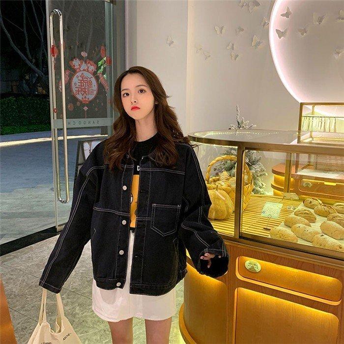 レディース デニム ジャケット 長袖 アウター カジュアル ゆったり Gジャン 春秋アウター コートおしゃれ シンプル 可愛い レトロブーム Size Ml 大好き