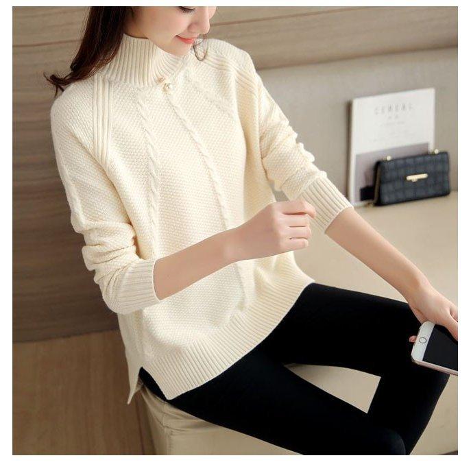 ニットセーター ニットトップス 秋冬ニットセーター インナーニット レディース 無地 ラウンドネック ハフタートルネック 21秋冬新作 人気商品
