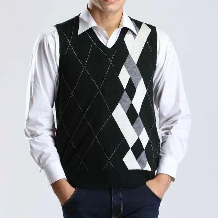 登場 メンズ ニットベスト ベスト スーツ ニット Vネック ビジネス アーガイル 就職祝い フォーマル お兄系 キレイ目 大きいサイズ ネコポス Democracia Tv