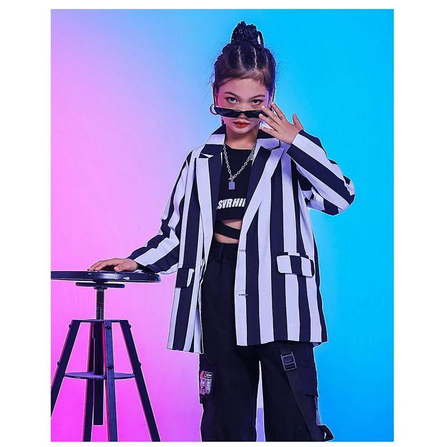 独創的 長袖 シャツ トップス ストライプ タンクトップ パンツ 白 黒 ジャケット スーツ 衣装 ダンス キッズ 女の子 スーツ ヒップホップ チアガール チアダンス 男の子 スーツ ブレザー 商品 ジャケットのみ 税別4300円 Www We Job Com