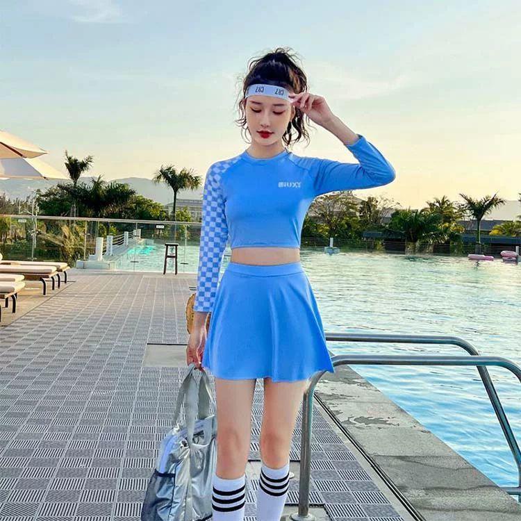 水着 ビキニ 韓国 小胸 レディース 女の子 タンキニ 体型カバー ビキニ トップス スカート ショーツパンツ 上下 2点セット 可愛い お洒落 お腹 お尻 激安ブランド