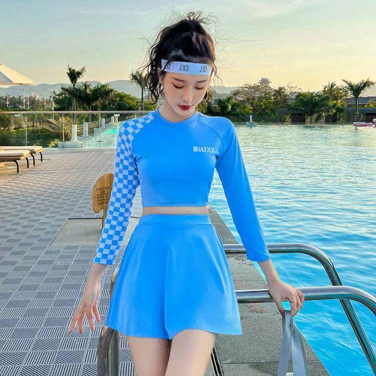 水着 ビキニ 韓国 小胸 レディース 女の子 タンキニ 体型カバー ビキニ トップス スカート ショーツパンツ 上下 2点セット 可愛い お洒落 お腹 お尻 激安ブランド