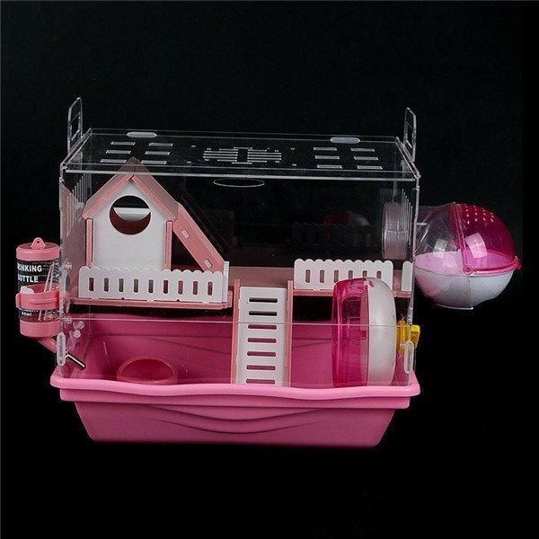 34 割引 驚きの値段で ハムスターケージ飼育ケージオシャレハムスターハウス説明書付属 ピンク 17cm回し車 熱帯魚 アクアリウム用品 ペット Coyoterungolf Com