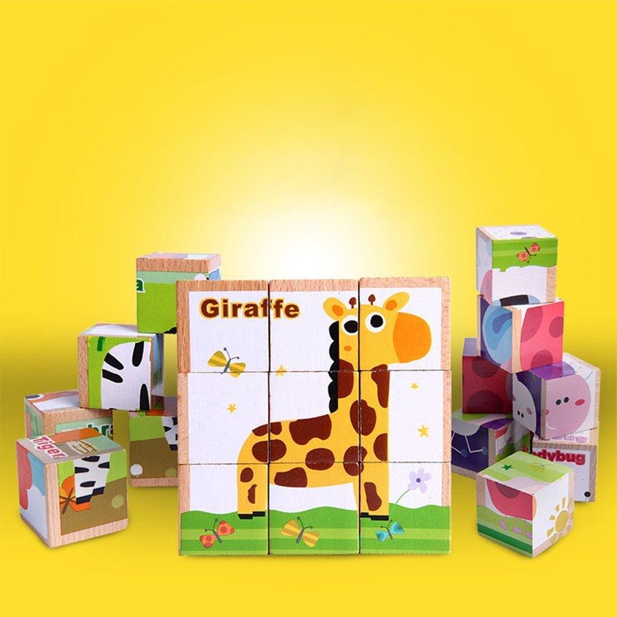 キューブパズル 3d立体パズル 木製 積み木 アニマル ９コマ 子供向け 知育玩具 動物６種類 形合わせ 木のおもちゃ 教具 組み立て Xf Baghome 通販 Yahoo ショッピング