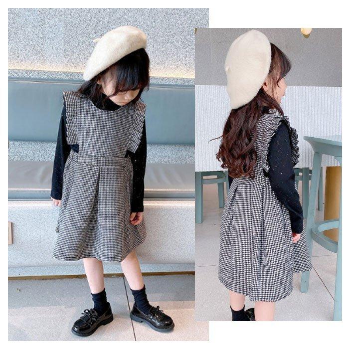 ワンピース キッズ 90 140 オシャレ コーデ フォーマル ブラック ベストドレス ベストワンピ ベビー 七五三 入園式 千鳥格 卒園式 女の子 春秋冬 通園 通学 いつでも送料無料 女の子