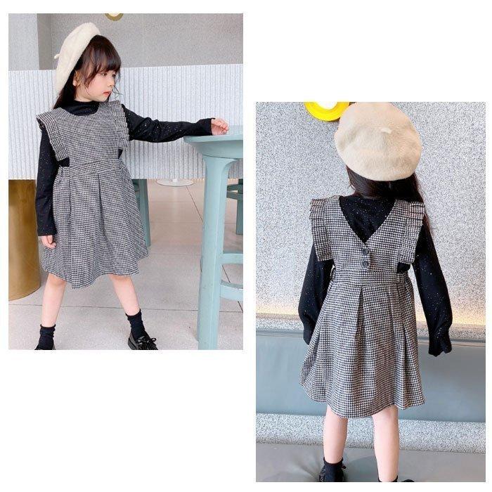 ワンピース キッズ 90 140 オシャレ コーデ フォーマル ブラック ベストドレス ベストワンピ ベビー 七五三 入園式 千鳥格 卒園式 女の子 春秋冬 通園 通学 いつでも送料無料 女の子