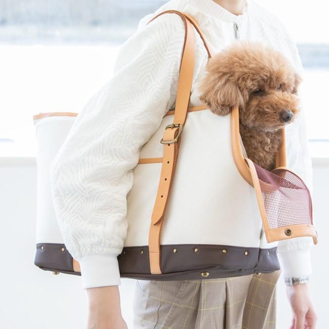 皮革職人によるハンドメイド ドッグキャリーバッグ　Seee