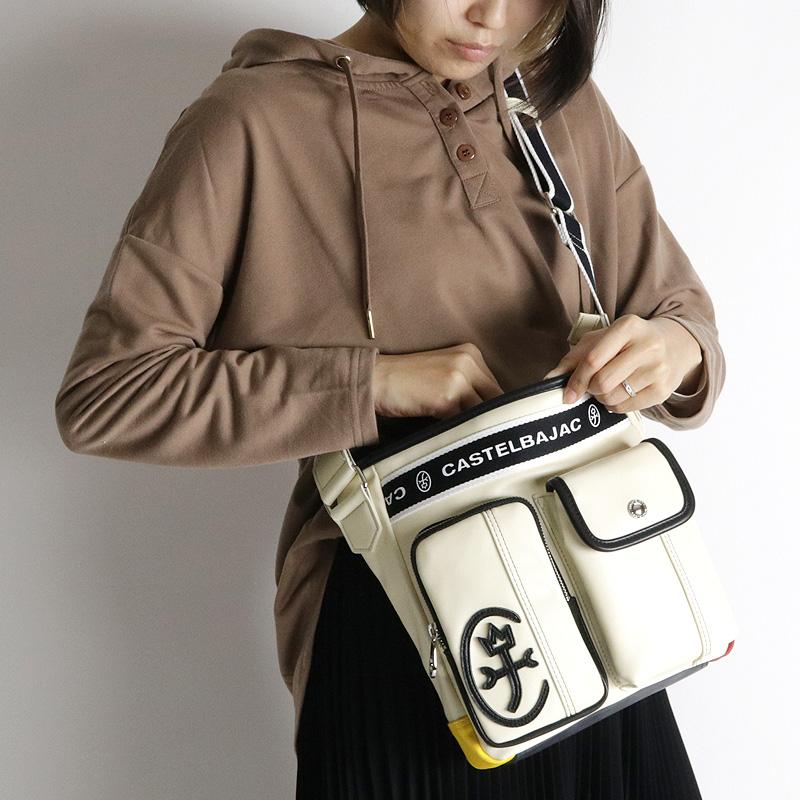 CASTELBAJAC DOMINER Shoulder Bag - Colorful Logo Design, Adjustable Strap, Multiple Pockets