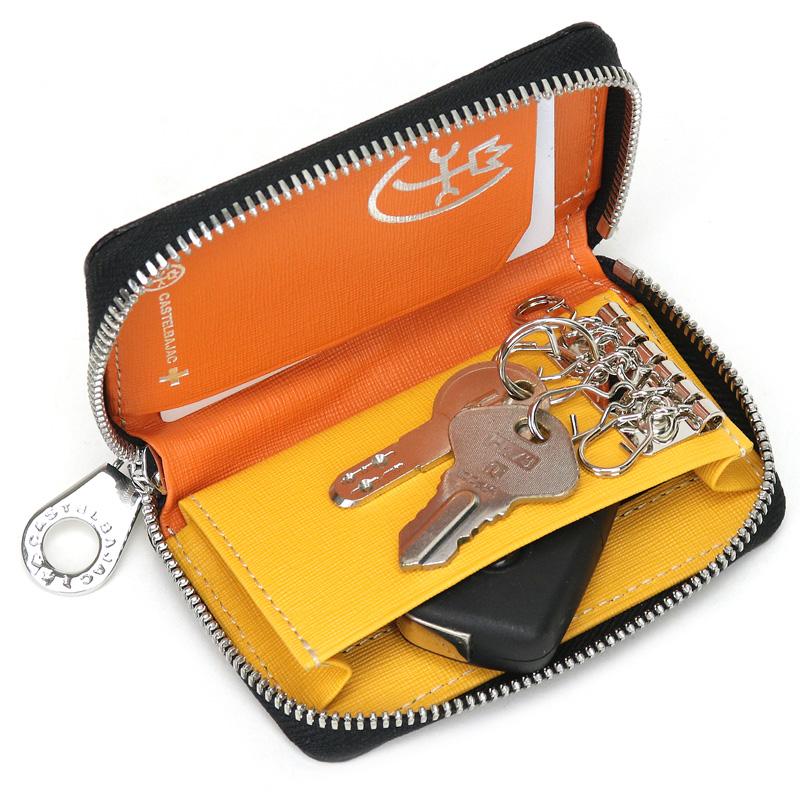 カステルバジャック 牛革 キーケース 小銭入れ付きデザイン ５連仕様 ホワイト カステルバジャック 牛革 キーケース 小銭入れ付きデザイン 5連仕様