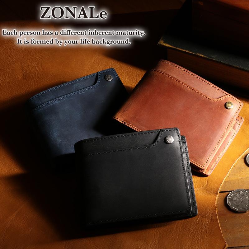 【商品レビュー記入で+5%】ZONALe(ゾナール) VINTAGE(ヴィンテージ) 二つ折り財布 小銭入れあり レザー 革小物31141 メンズ 送料無料 ZONALe（ゾナール） 送料無料 VINTAGE ヴィンテージ 二つ折り財布 小銭