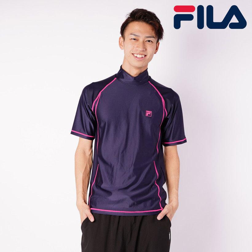 Fila フィラ 正規品 メンズ ネイビー ピンク 黒 半袖 Tシャツ スポーツ アウトドア ロゴ 定番 ライン ハイネック ラッシュガード Nv ファッション スポーツ Faspo 通販 Yahoo ショッピング