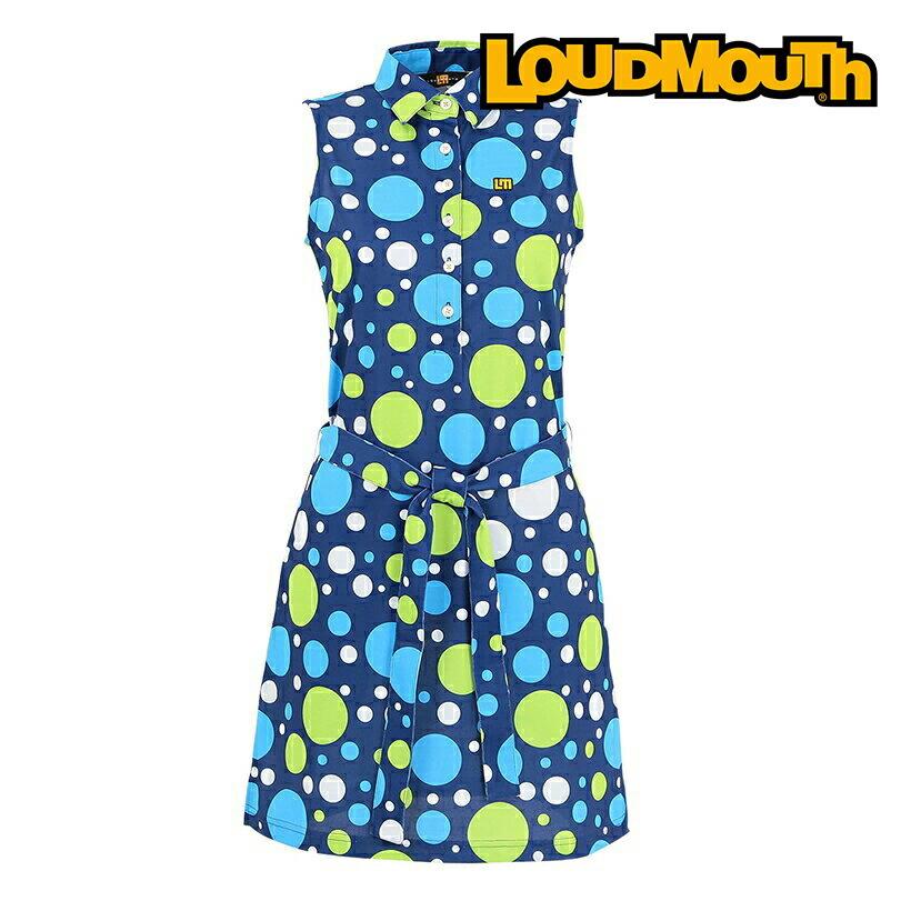 即納 最大半額 ラウドマウス Loudmouth カノコ ベルト ノースリーブ ゴルフ ファッション 総柄 水玉 ブルー ワンピース レディース 日本正規品 Loudmouth ラウドマウス レディース 日本正規品 レディースウエア Savannah Osc Com