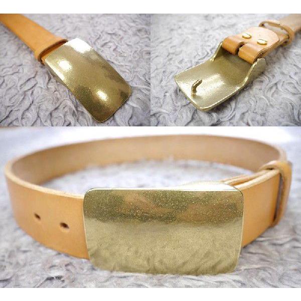真鍮無垢製 ベルト幅40mm用 超重厚プレートバックル (ゴールド) : 馬具