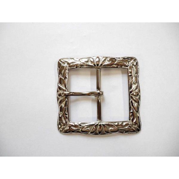 真鍮製 ベルト幅40mm ウエスタン スクエアバックル (シルバー) : 馬具