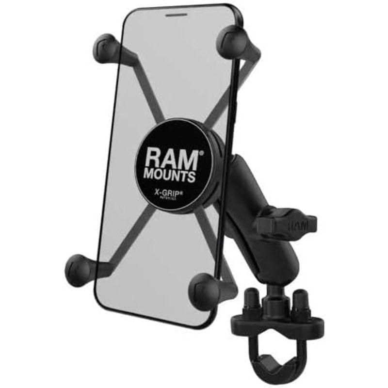 純正クオリティ RAM MOUNTS(ラムマウント) マウントセット Xグリップ&U字ハンドルバークランプ ファブレット用 テザー付き ブラック RAM-B
