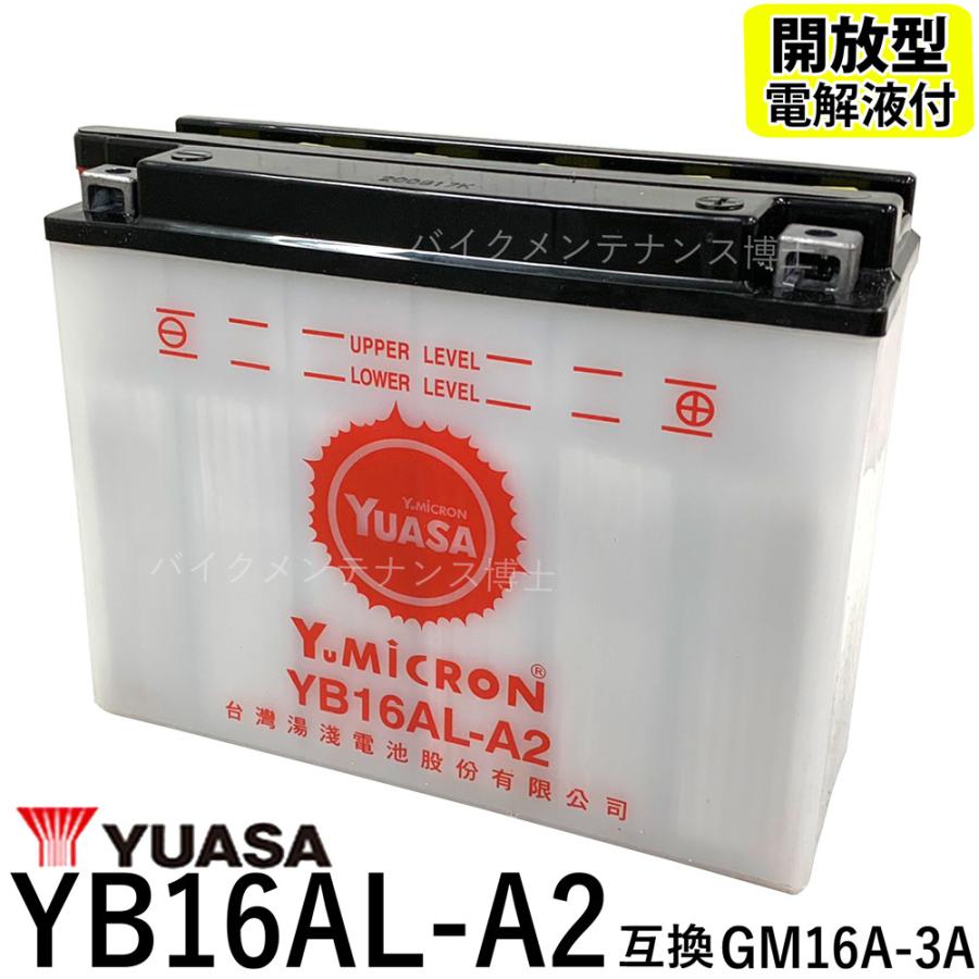 台湾 YUASA ユアサ YB16AL-A2 開放型 バイクバッテリー 互換 GM16A-3A 液別 XV750 Virago VMAX1200 750SS 900SS 996S 996SPS｜baikupatuhakase2