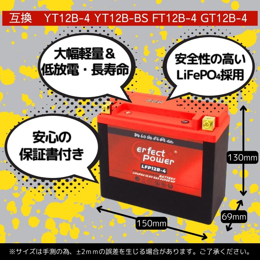 パーフェクトパワー LFPR12B-4 バイク用 LiFePO4 リン酸鉄リチウム
