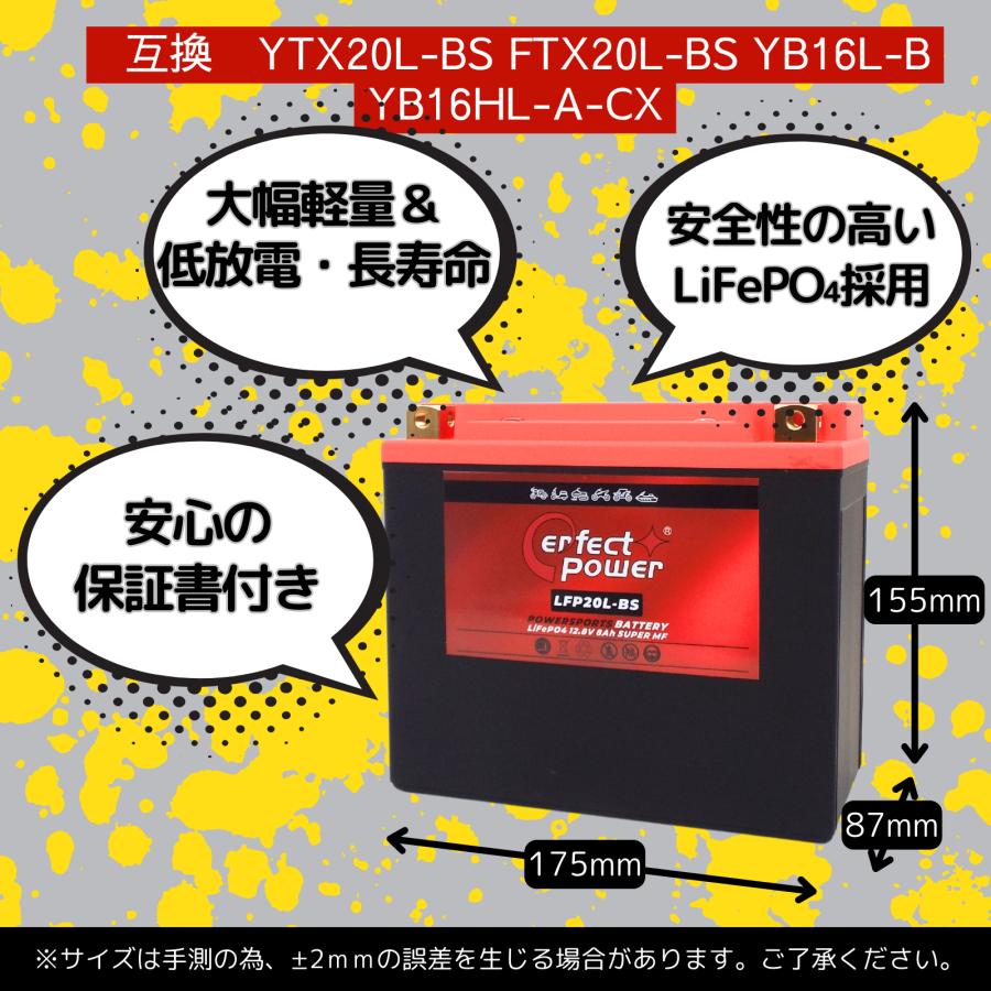 パーフェクトパワー LFPR20L-BS バイク用 LiFePO4 リン酸鉄リチウム