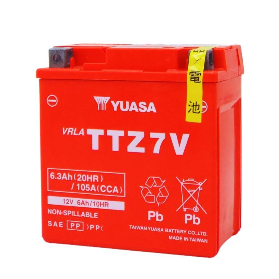 台湾ユアサ YUASA TTZ7V バイクバッテリー【互換 YTZ7V FTZ7V】 初期