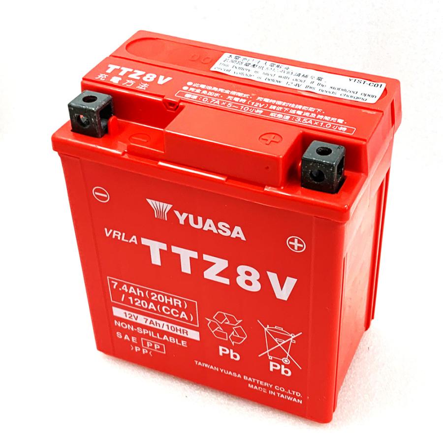 台湾ユアサ YUASA TTZ8V バイクバッテリー 充電済 互換 GTZ8V YTZ8V YTX7L-BS 即使用可能 PCX リード125 YZF-R25 YZF-R3A MT250｜baikupatuhakase｜03