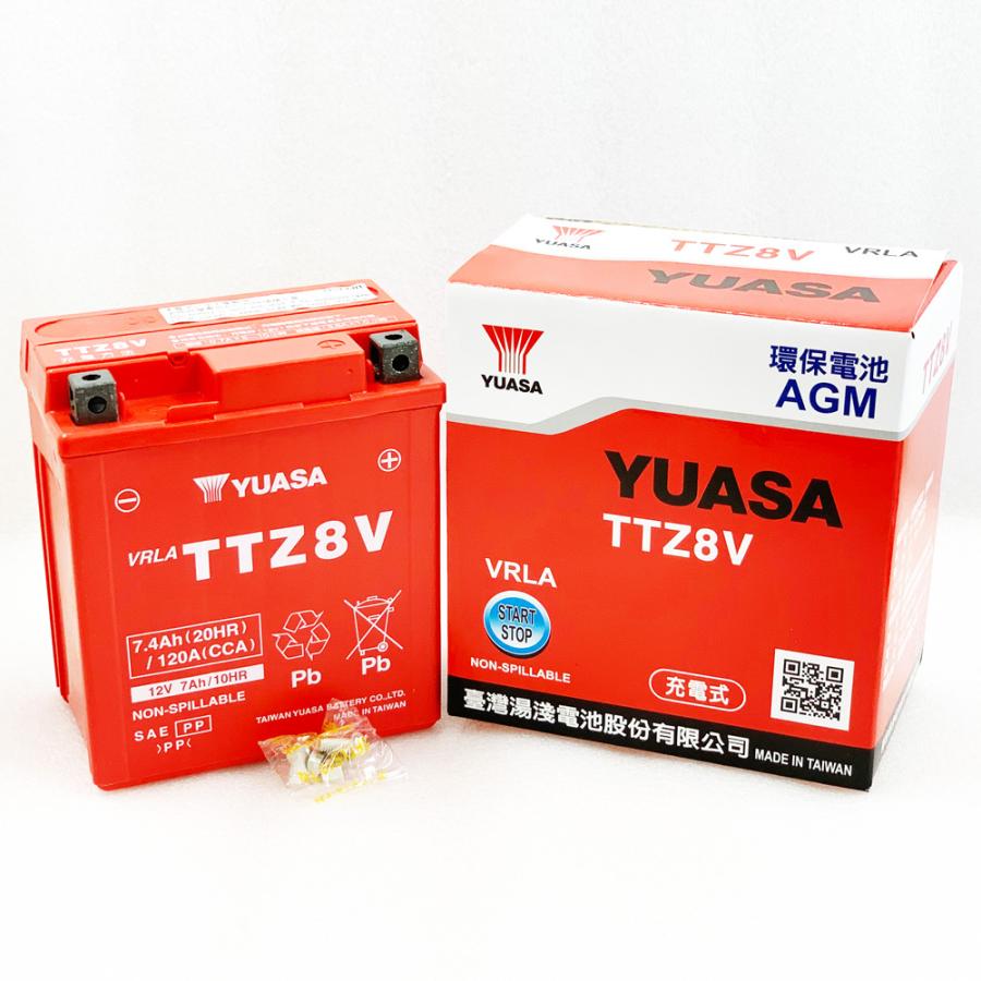 台湾ユアサ YUASA TTZ8V バイクバッテリー 充電済 互換 GTZ8V YTZ8V YTX7L-BS 即使用可能 PCX リード125 YZF-R25 YZF-R3A MT250｜baikupatuhakase｜05