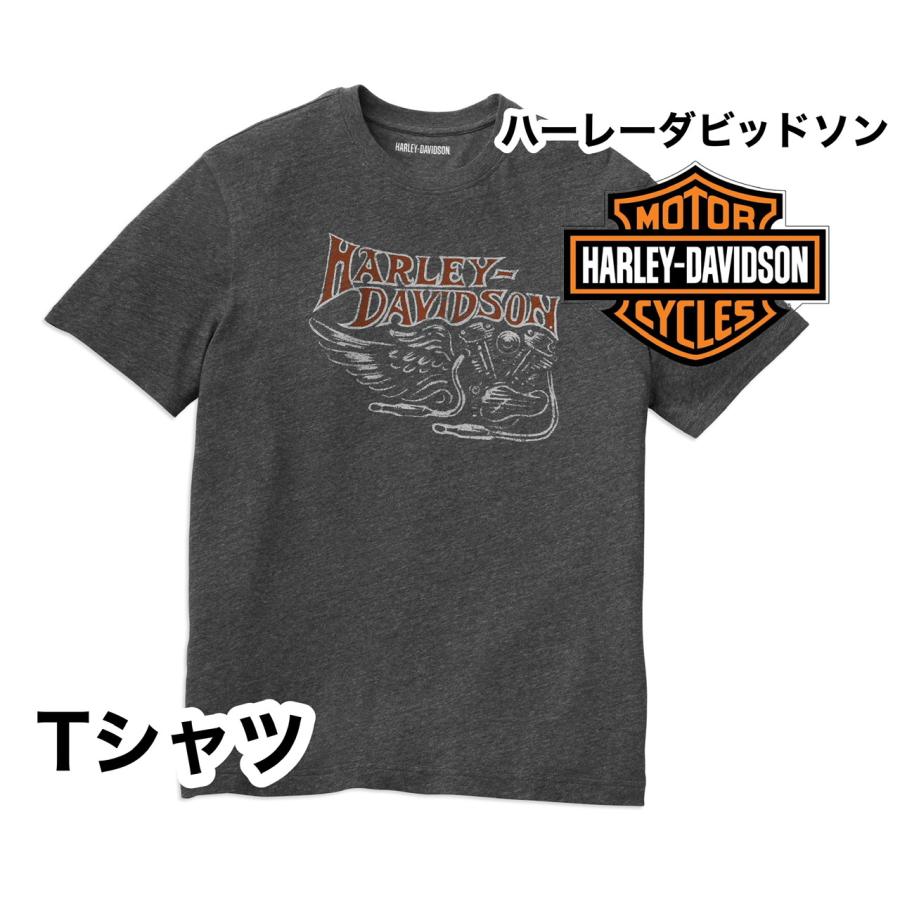 Harley Davidson プリントTシャツ グレー エンジン Harley Davidson プリントTシャツ グレー エンジン