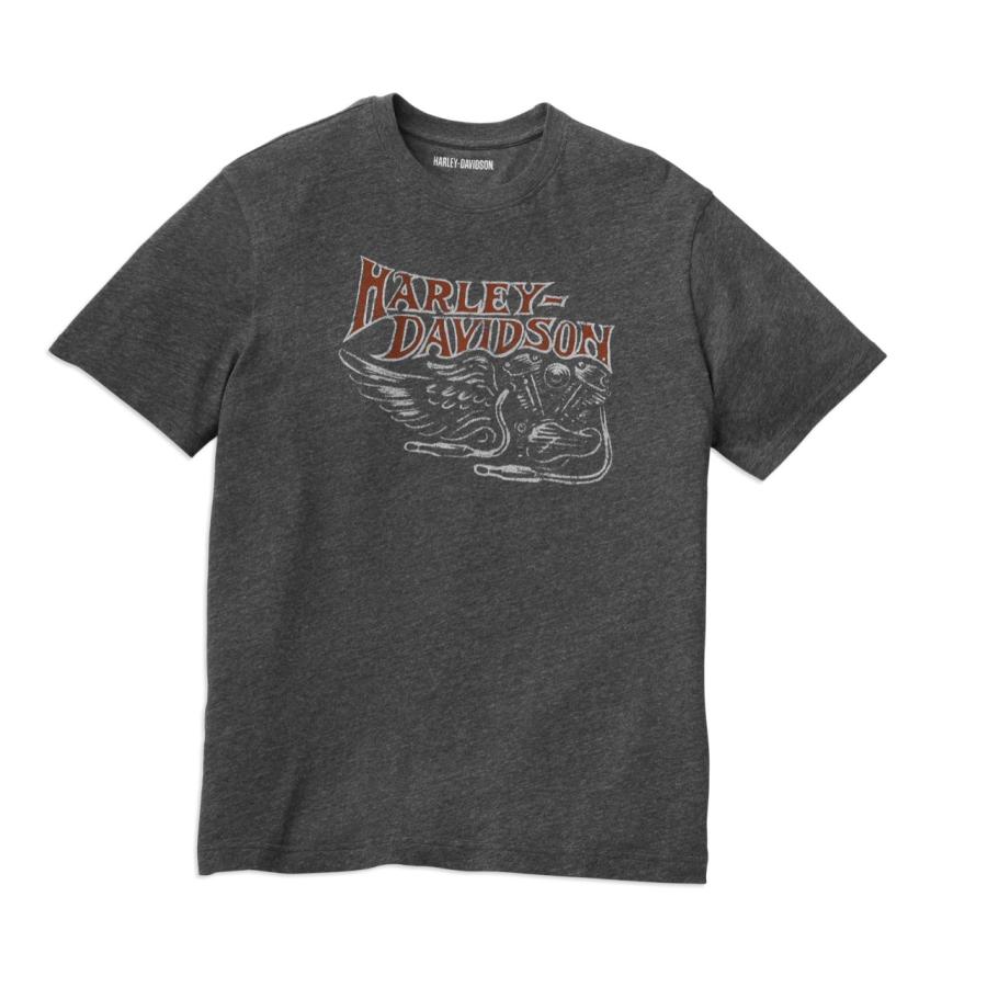 Harley Davidson プリントTシャツ グレー エンジン Harley Davidson プリントTシャツ グレー エンジン