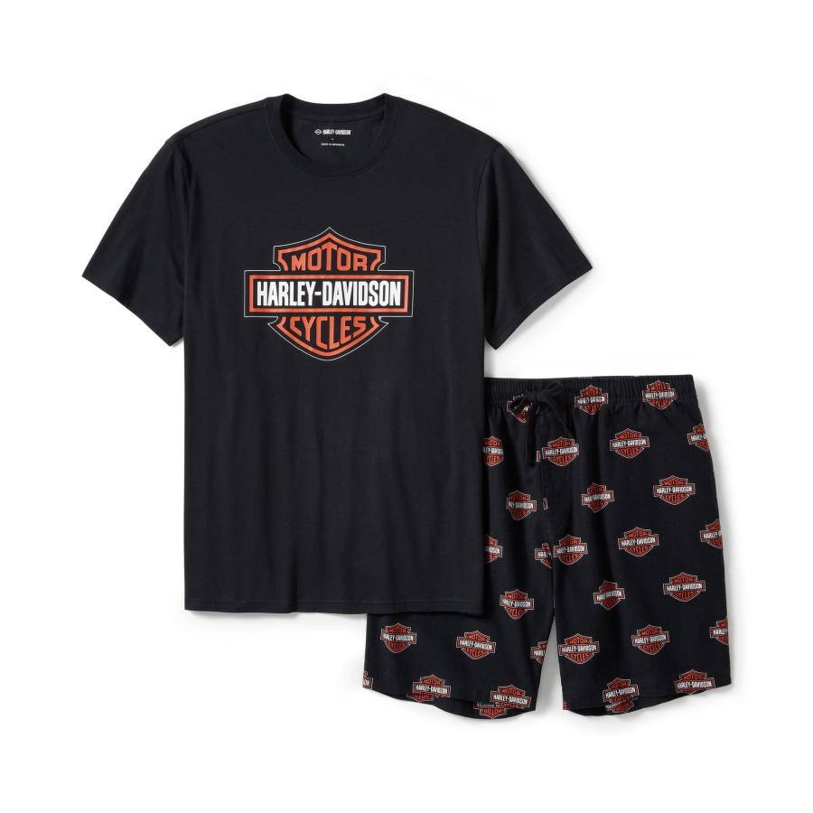 Ｔシャツ バー＆シールド柄 パジャマ・ショーツセット 半袖 パジャマセット メンズ ハーレーダビッドソン純正_2