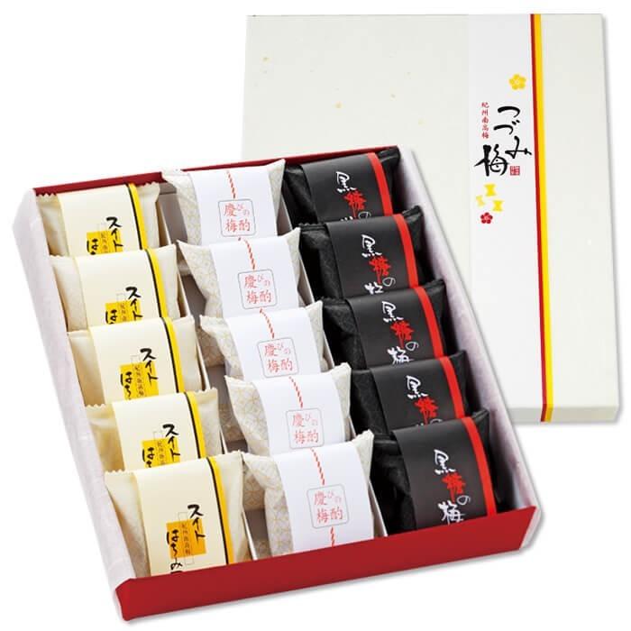 梅干しプレゼント 食べ物 お祝 お返し 内祝 つづみ梅 15粒 個包装 内祝 高級 紀州 南高梅 健康 ギフト | 梅翁園.