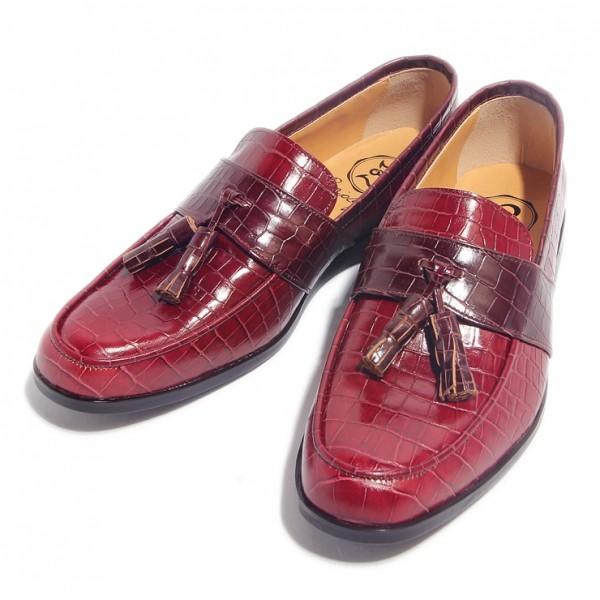 新規購入 タッセルローファー クロコ ワイン ボルドー No 2 3t 03 03 高い品質 Sobrancelhas Com Br