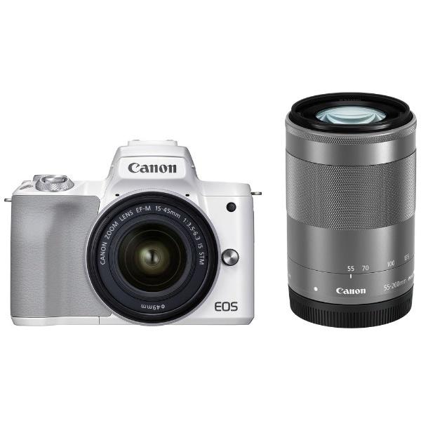 CANON EOS Kiss M2 ミラーレス一眼カメラ ダブルズームキット ホワイト ズームレンズ+ズームレンズ