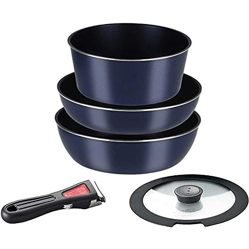 パール金属 フライパン 鍋 5点 セット ガス火専用 ダークブルー