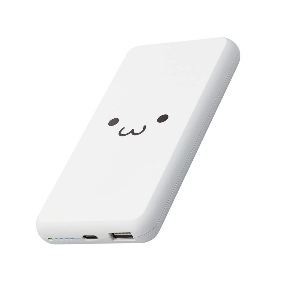 エレコム モバイルバッテリー 大容量 10000mAh 15W 2台同時充電 出力2ポート Type-C/USB-A 入力 しろちゃん ホワイトフェイス EC-C05WF 代引不可商品（Yahoo!・World Free Store）