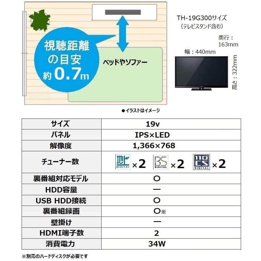VIERA パナソニック 19V型 ARC対応 液晶 テレビ TH-19G300 IPSパネル