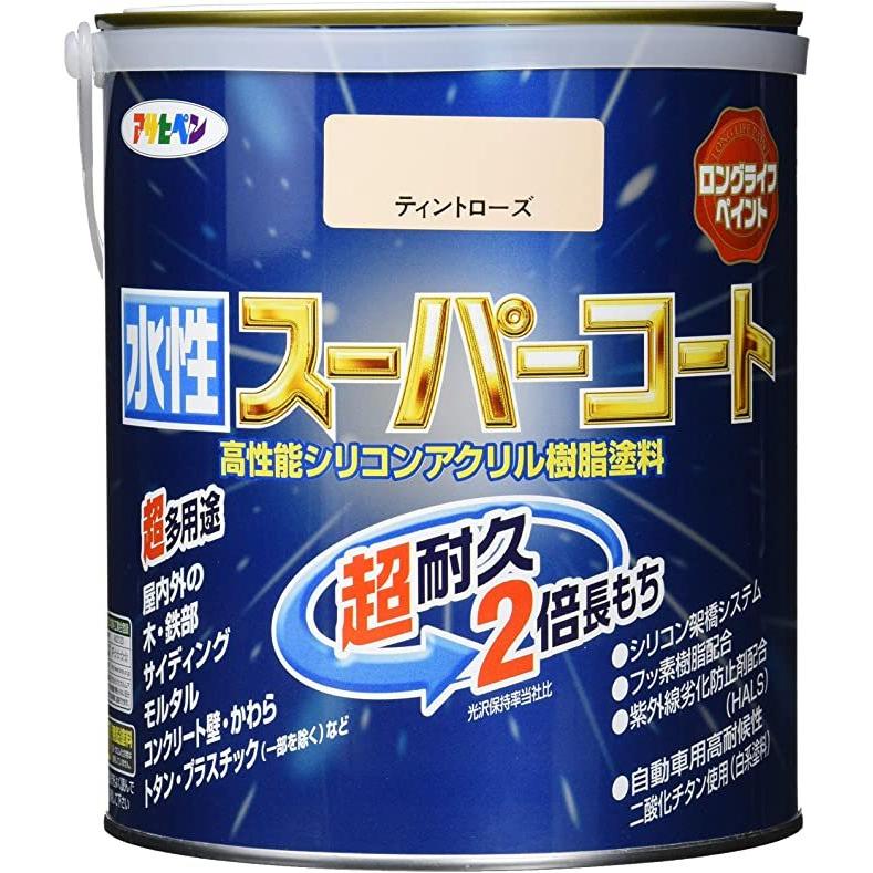 アサヒペン ペンキ 水性スーパーコート 水性多用途 ティントローズ 1.6L｜bakuyasuearth