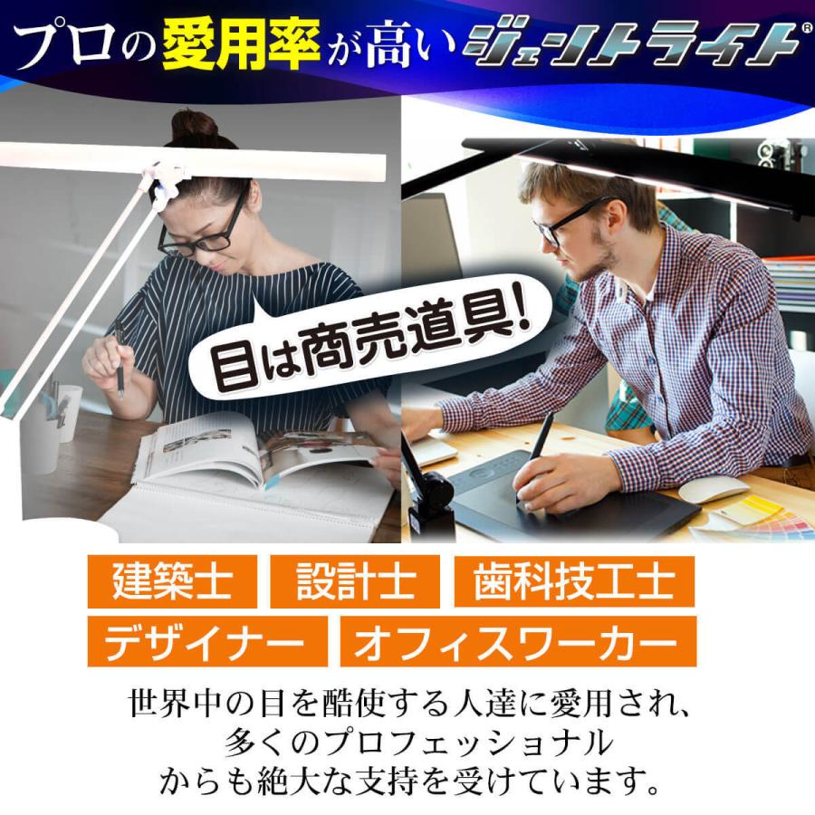 デスクライト ジェントライト 入学祝 白 ホワイト 目に優しい 電気スタンド 仕事 勉強 子供 学習机 おススメ 太陽光 演色 蛍光灯 クランプ｜balabody｜14