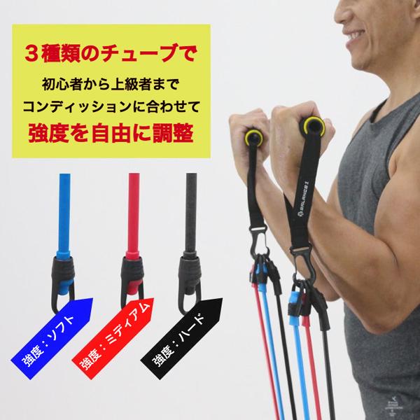 バランスワン Balance1 トレーニング ゴム チューブ 強度別 3本セット 収納ポーチ付 体幹トレーニング TPR 自宅で筋トレ |  | 03