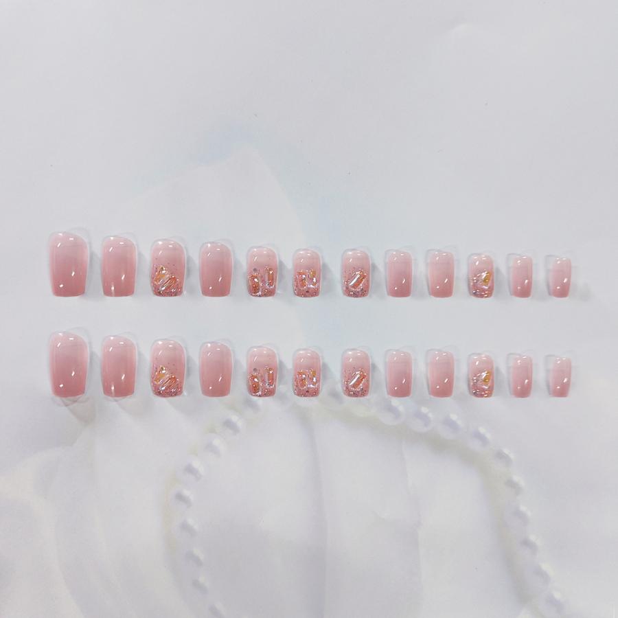 韓国ファッション　オーロラデザインとピンクのネイルチップ　２４枚入り　-3173｜balena｜05