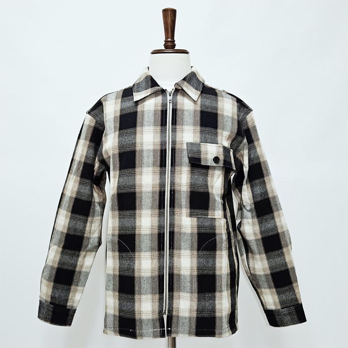 【スペシャル】30s〜 BIG MIKE 黒白 ブロックチェックネルシャツマチ付 BIG MIKE（ビッグマイク） ネルシャツ メンズ ジップアップ シャツ