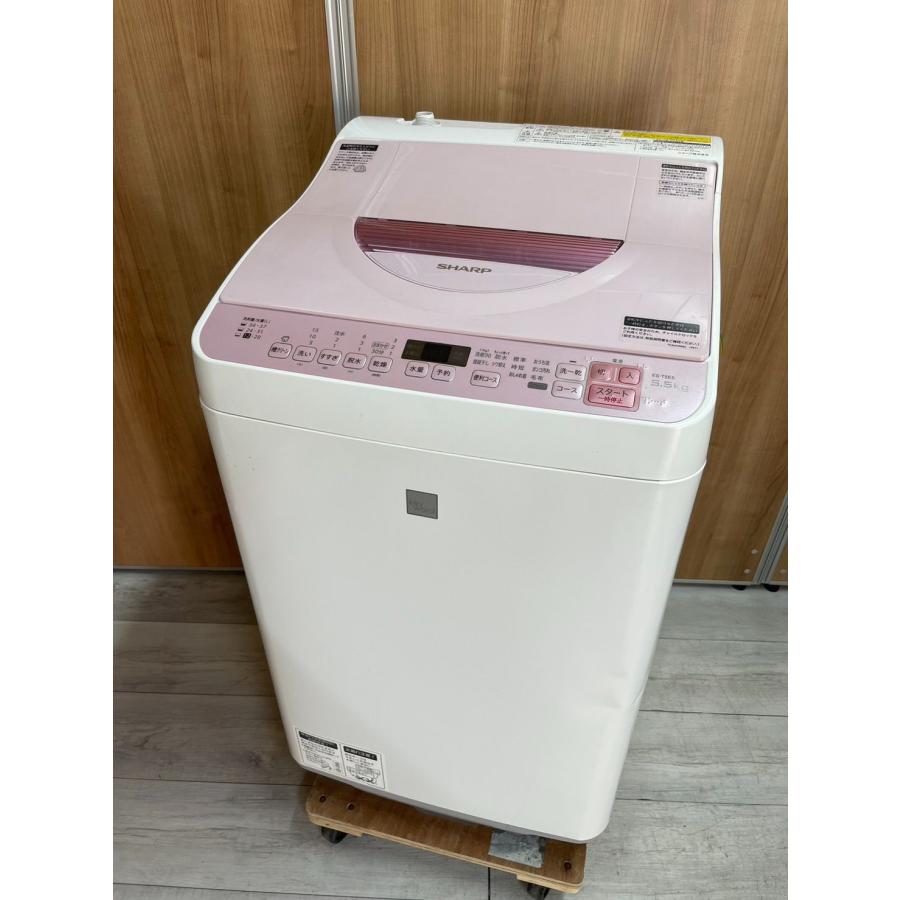 【中古】シャープ SHARP ES-TX5E [タテ型洗濯乾燥機 洗濯5.5kg 乾燥3.5kg ピンク 中古 家電