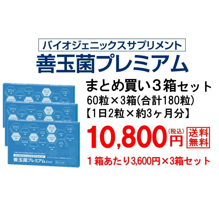 善玉菌プレミアム 60粒入り×3個セット（合計180粒）【1日2粒×約3ヶ月分】腸活 サプリ 乳酸菌 ダイエット 善玉菌 痩せ菌 ヤセ菌 腸内環境 バイオジェニックス｜balian｜15