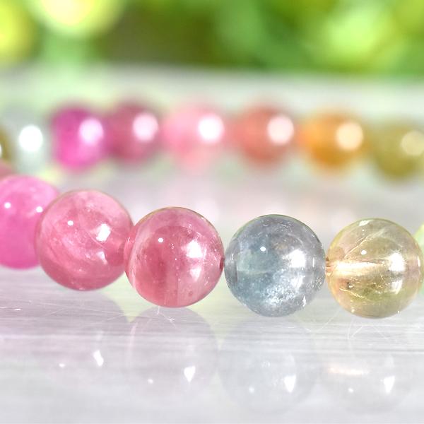 キャンディーカラートルマリン 約6.6ミリ 内周約15.5センチ 9A マルチ