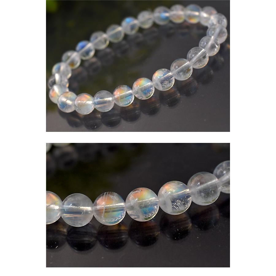 マダガスカル産レインボームーンストーン 8ミリ 内周約16センチ 最高級 レインボームーンストーン ムーンストーン ブレスレット 天然石 バリブランの画像