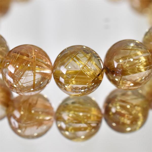 【金運】高品質ルチルクォーツ 9.7㍉ 内周16cm 透明度高め タイチンルチル ルチルクォーツ ブレスレット 13ミリ 内周約16センチ 最高級